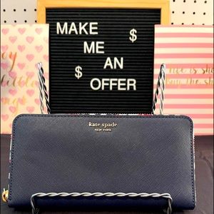 Kate Spade Blazer Blue Cameron Large Continental Micro Floral Wallet